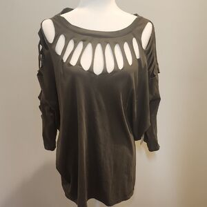 Torrid Olive Cut-Out Blouse